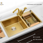 82 x 45 Golden Double Kitchen Sink Handmade