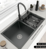 82 x 45 Black Double Kitchen Sink Handmade