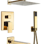 Imported Golden Concealed Shower Set With Concealed Basin Mixer