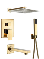Imported Golden Concealed Shower Set With Concealed Basin Mixer