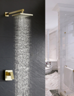 Imported Golden Concealed Shower Set With Concealed Basin Mixer - Image 2