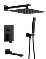 Imported Black Concealed Shower Set With Concealed Basin Mixer